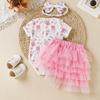 Ropa de actuación nueva de verano para niños, mono de niña, falda de tutú irregular, ropa de baile, traje de tres piezas para fotografía de cumpleaños