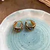 Aretes redondos con baño de oro real de 18k, de lujo ligero, alta gama, a la moda y exquisitos con un diseño único, aretes de nicho