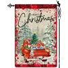 2025 Nuevo Gato Navideño Transfronterizo Árbol de Pino Escena de Nieve Decoración Festiva Tela Colgante Bandera de Jardín Procesamiento Personalización