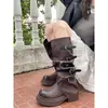 Botas de Caballero Negras Largas con Suela Gruesa para Mujer - Diseño Nuevo Primavera/Verano 2025 - Botas Arrugadas