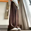 Nuevos pantalones de pana de algodón europeos de pierna ancha para mujer, pantalones casuales rectos holgados con caída, pantalones versátiles de estilo casual para mujer