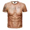 Camiseta Deportiva Elástica Creativa de Manga Corta para Hombre, Musculoso, Sexy 3D, Parodia, Estampado Digital, en Stock