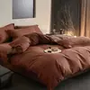 Juego de cuatro piezas de jacquard de clase A de alta gama 100% algodón puro, funda nórdica cepillada de algodón grueso, sábana plana, sábana bajera juego de ropa de cama