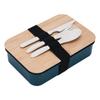Pote de Plástico com Tampa de Bambu Transfronteiriço para Trabalhadores de Escritório Lancheira Portátil com Faca, Garfo e Colher para Estudantes Lancheira de Camada Única com Divisórias