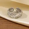 Anillo de Corona de Circonita Estilo Europeo y Americano Transfronterizo, Diseño de Moneda de Cobre Hueca de Lujo Ligero con Circonita, Anillo Abierto Ajustable