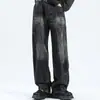 Jeans de Mezclilla Lavada Estilo Retro Americano para Hombre, Marca de Moda High Street, Pantalones Rectos de Pierna Ancha Sueltos de Peso Pesado con Caída, Al por Mayor