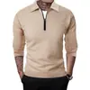 Chaqueta a Cuadros para Hombre Waffled Color Sólido Media Cremallera Manga Larga Chaqueta Casual Cardigan