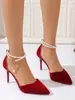 Invierno 2025 Nuevo Estilo Tacón de Aguja Punta Fina Hueco Hebilla con Perlas Zapatos Elegantes Venta Directa de Fábrica Comercio Exterior Transfronterizo Zapatos para Mujer