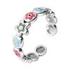 Coreia do Sul Nova gota esmalte elegante colorido pequeno anel de flor Moda fresca estilo coreano estilo pastoral índice de flor anel feminino atacado