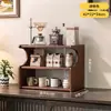 Soporte para Vasos de Madera Maciza Estante de Almacenamiento de Escritorio Taza de Café Juego de Té Estante de Almacenamiento de Vasos de Agua Multicapa Estante para Exhibición de Suculentas