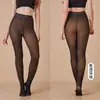 Meia-calça de outer wear quente para outono e inverno, feminina, de alta qualidade, transpassada, forrada com fleece, espessa, com entrepernas de linha única