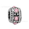 Bola de lama buraco grande liga de zinco rosa com pingente de strass e contas pulseira DIY. O colar. Corda trançada