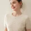 Suéter de Cashmere para Mulheres, Manga Curta de Cashmere, Gola Redonda Simples, Pulôver de Manga Três Quartos, Novo Design Torcido Outono e Inverno