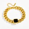 Pulsera Transfronteriza para Mujer Acero de Titanio Oro de 18K No Desvanecible Collar Grueso Apilado Moda Elegante Joyería de Alta Gama Retro