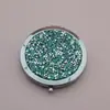 Espejo de Bolsillo Mini Portátil Redondo de Diamantes de Imitación Doble Cara 70 Botones de Presión Dorado Oro Rosa Plateado Espejo Pequeño