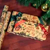 Papel de Presente de Couro Amarelo Papel de Presente de Natal Papel de Decoração de Presente de Natal Aquarela Vintage