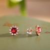 Personalidade Prata S925 Prata Banhado a Ouro Rosa Incrustado Turmalina Flor Nicho Brincos Moda Simples Brincos de Luxo Leve