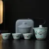 Juego de té Kung Fu cultural y creativo estilo chino Dunhuang para camping al aire libre, regalos para preparar té, taza portátil de servicio rápido