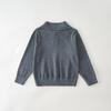 Gola Padre Manga Longa Gola Polo 2026 Novo Suéter de Lã Suéter Infantil Primavera e Outono Estilo Britânico Top Casual para Crianças Pequenas