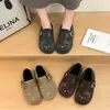 Zapatos Peludos de Invierno Bordados 2026 Suela Plana Zapatos de Algodón Estilo Coreano Mocasines de Felpa Slip-ons Zapatos Perezosos Felpa de Gato Añadida