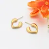 Pendientes de Acero Inoxidable Color Oro 14K, Geométricos Irregulares de Personalidad, Superficie Lisa Simple, Venta al por Mayor para Mujeres, Xuping Europeo y Americano Transfronterizo