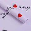 Papel para envolver ramos de flores, papel de regalo, materiales florales para manualidades, texto en inglés con forma de corazón, papel de regalo para fiestas