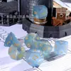 Novo Dado Digital Poliedro Multifacetado Diamante Olho de Gato Cinza Prata Dnd Trpg Jogo Dungeons and Dragons