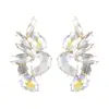 Brincos elegantes retro brincos de vidro com diamante brincos femininos de zircônia colorida de luxo leve joias europeias e americanas