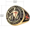 Anillo de acero de titanio con escudo de caballero templario retro de estilo europeo y americano transfronterizo, accesorio de mano con personalidad de nicho