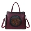 Bolso Nuevo Retro Artístico Estilo Chino para Mujer con Colores Contrastantes y Diseño en Relieve, Adecuado para Llevar en la Mano, al Hombro y Cruzado, Gran Capacidad, Exclusivamente para Ventas Transfronterizas
