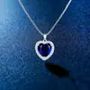 Cadena para Clavícula de Mujer de Lujo Ligero Estilo Ins Europeo y Americano Microincrustada Moda Romántica Simple Collar de Cristal Corazón de Océano