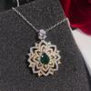Nuevo Encaje de Encaje Bicolor Esmeralda Colgante Collar para Mujer Lujo Micro-incrustado para Mujer x6867