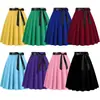2024 Venta Caliente Transfronteriza Ropa Europea y Americana para Mujer Estilo Hepburn Vintage Falda de Gran Vuelo con Lazo y Cinta