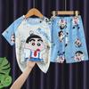 Pijama Infantil Verão Manga Curta Estilo Coreano Conjunto Roupas de Casa para Meninos e Meninas Verão para Crianças Grandes Roupas de Bebê para Ar Condicionado Finas
