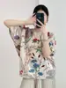 Camiseta Estampada Plegada Transfronteriza Nueva de Verano Manga Murciélago Holgada Diseño Simple Sentido Rosa Top Versátil