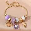 Pulsera de cuentas de resina con flores de dibujos animados de venta cruzada europea y americana, joyería de aleación con colgante de cuentas DIY Panjia al por mayor