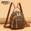 Mochila para Mujer 2025 Nueva Moda Gran Capacidad Bolsa Cuadrada Pequeña Bolsa Cuadrada Pequeña Estampada Retro Bolso de Hombro Elegante de Moda