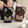 Funda Negra con Estampado de Leopardo Gato Kt para Samsung S23/22 Adecuada para Samsung S25/24 Ultra Funda de Teléfono A56/55/35