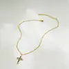 Collar con Colgante de Cruz de Acero Inoxidable Cadena de Clavícula Simple Personalización Fábrica Fuente de Joyería Yiwu Transfronteriza Europea y Americana