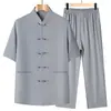 Camisas de Manga Corta con Hojas de Bambú para Hombres de Mediana Edad y Mayores, Trajes Casuales de Verano, Camisas Finas de Verano para Papá, Trajes Tang para Papá Mayor