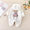 Macacão Coelho com Zíper para Recém-Nascido Primavera e Outono Roupa de Bebê Lua Cheia Roupa de Escalada com Capuz 0-18 Meses Roupa Unissex para Bebê