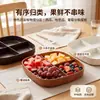 ¡Guau, este plato de frutas de PP con veta de madera y cuatro compartimentos es perfecto para separar sabores, ideal para exhibir bocadillos y frutas secas en la mesa de centro de la sala de estar, y es fácil de limpiar