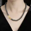 Colar de Pérolas Cinza-Prata, Corrente de Clavícula com Contas de Luxo Leve de Nicho para Mulheres, Joia de Corrente de Pescoço Simples e de Alta Qualidade para o Verão