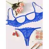 Soporte Medio Hueco Anti-Caída Pechos Grandes Apertura Total Ropa Interior Tres Puntos Sin Quitar Encaje Push-Up Sexy Abertura en la Entrepierna Diversión