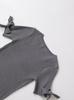 Suéter de Otoño para Mujer Cuello Redondo Gris Lazo Acanalado Manga Corta 2025 Otoño Nuevo Europeo y Americano Transfronterizo