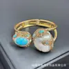 Pulsera Ajustable de Nuevo Estilo con Incrustaciones de Perlas y Piedra Natural, con Piedra Cruda de Cristal y Adornos Completos de Diamante, Joyería Transfronteriza de Estilo Europeo y Americano
