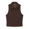 Comercio Exterior Ropa de Mujer 2026 Verano Moda Europea y Americana Ajuste Delgado Cuello Solapa Chaleco sin Mangas + Conjunto de Pantalones Largos para Mujer E5426/7