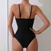 Traje de baño de una pieza para mujer, color sólido, almohadilla para el pecho desmontable