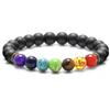 Pulsera de Joyería de Aleación de Siete Venas de Venta Caliente Transfronteriza Colorida Piedra Volcánica Turquesa Ojo de Tigre Yoga Tejida