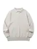 Yidao Roupas Vintage 2026 Outono Novo Estilo Retro Japonês Old Money Simples Cor Sólida Gola Polo Solta Suéter Pulôver